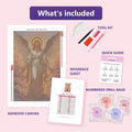 Thumbnail for Angel in the Clouds 40x60cm diamond painting kit contents: adhesive canvas, color chart, tools and diamond bags