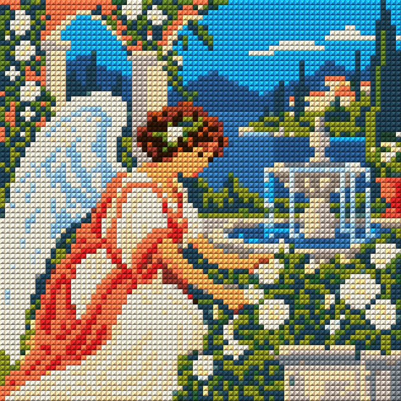 Angel in the Pearl Garden, 20x20 cm diamond painting – full design preview without the close-up inset
