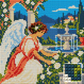 Thumbnail for Angel in the Pearl Garden, 20x20 cm diamond painting – finished design preview with a close-up of square drills