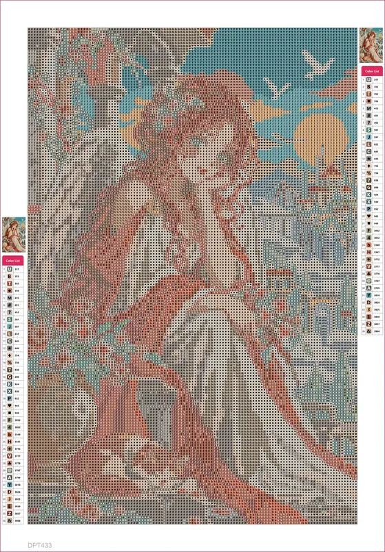 Diamond painting adhesive canvas preview - Angel of the Apricot Dawn
