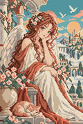 Thumbnail for Angel of the Apricot Dawn, 30x45 cm diamond painting – finished design preview