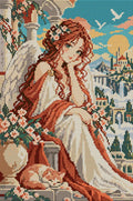 Thumbnail for Angel of the Apricot Dawn, 30x45 cm diamond painting – full design preview without the close-up inset