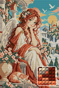 Thumbnail for Angel of the Apricot Dawn, 30x45 cm diamond painting – finished design preview with a close-up of square drills