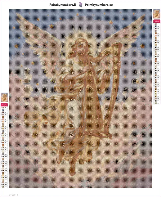 Angel with Harp diamond painting adhesive canvas 40x50cm