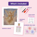 Thumbnail for Angel with Harp 40x50cm diamond painting kit contents: adhesive canvas, color chart, tools and diamond bags