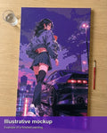 Thumbnail for Finished paint by numbers mockup - Anime Girl with Sports Car 40x70cm