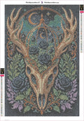 Thumbnail for Antler Skull Roses diamond painting adhesive canvas 40x60cm
