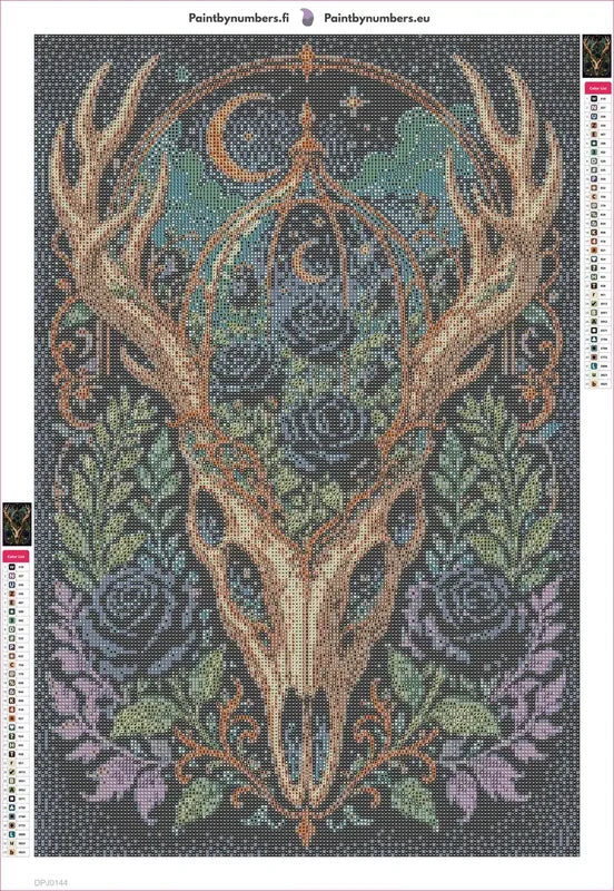Antler Skull Roses diamond painting adhesive canvas 40x60cm