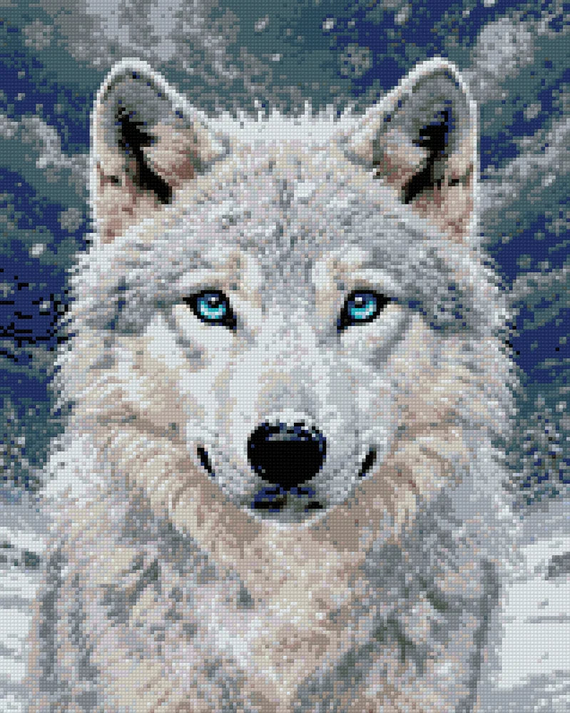 Arctic wolf diamond painting preview – finished diamond work