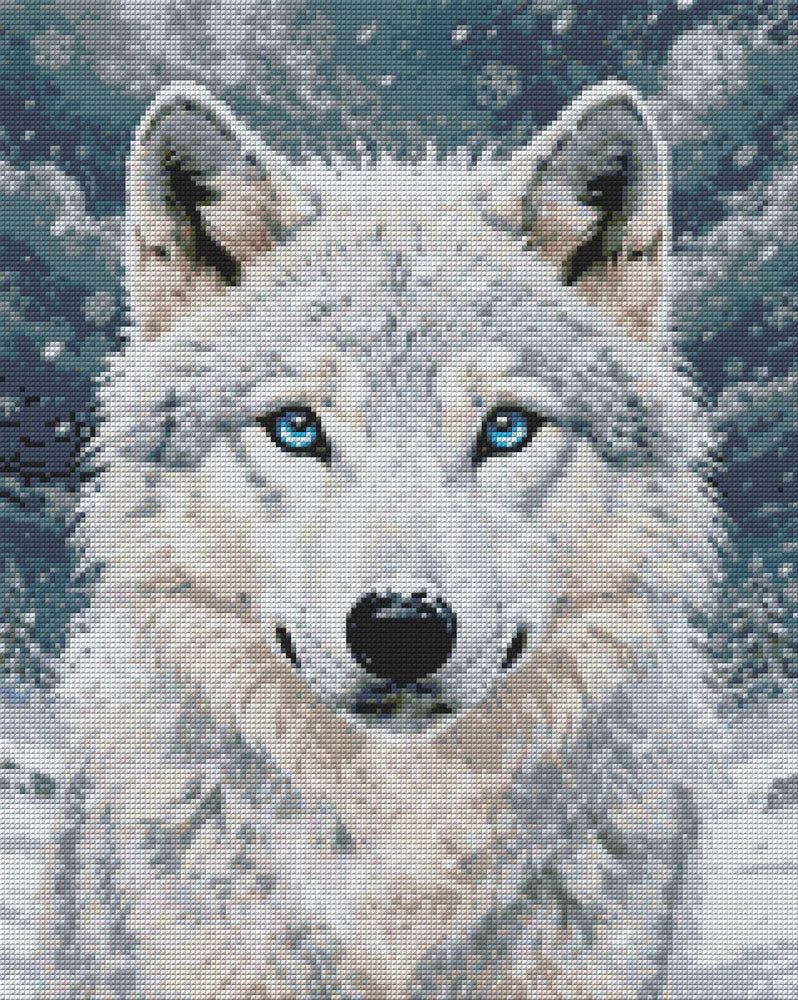 Arctic wolf diamond painting preview – finished diamond work