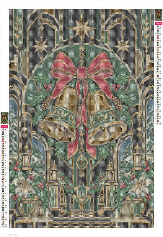 Diamond painting adhesive canvas preview - Art Deco Winter Bells