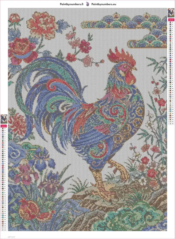 Diamond painting adhesive canvas preview - Asian Rooster