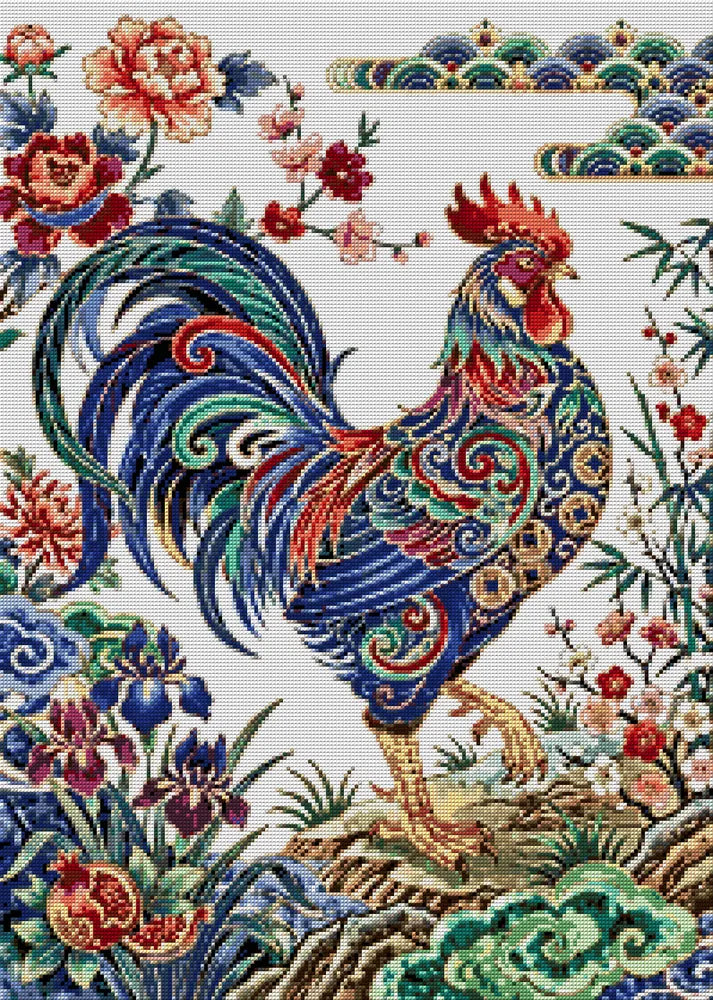 Diamond painting pattern chart - Asian Rooster