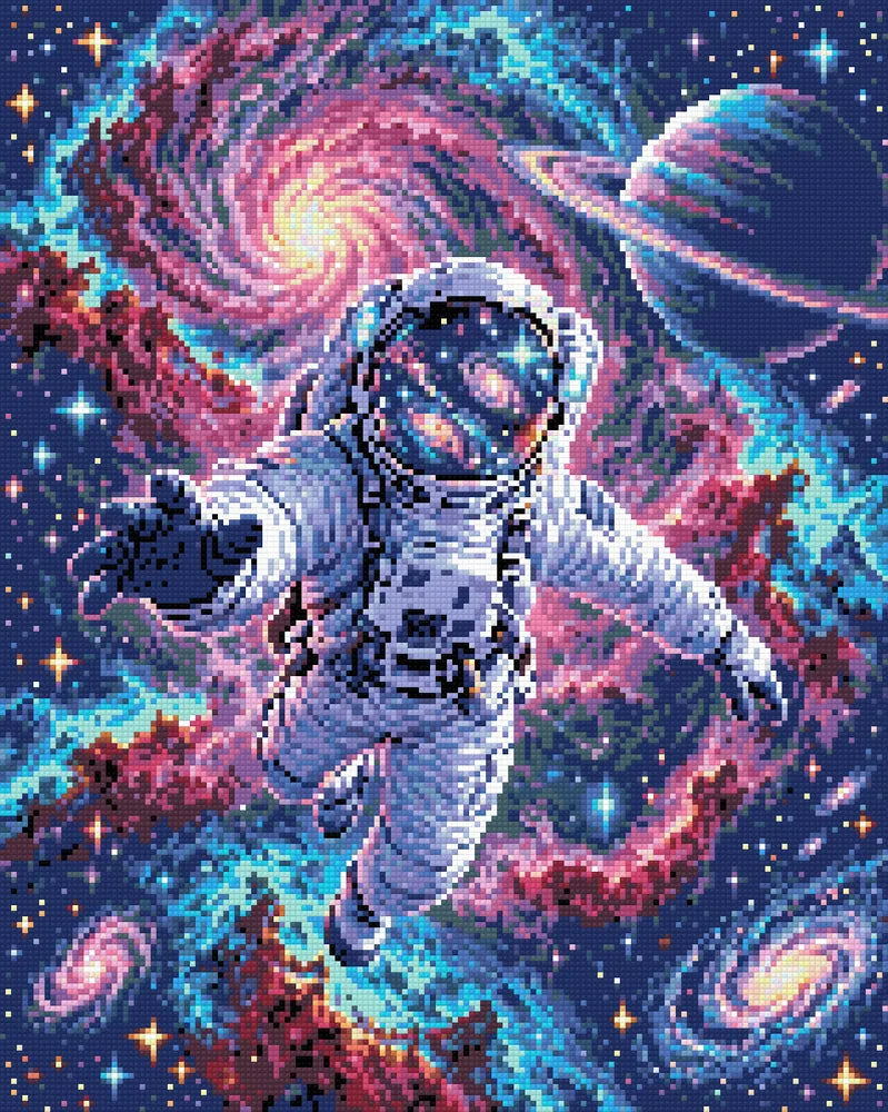 Astronaut in the Nebula, 40x50 cm diamond painting – finished design preview