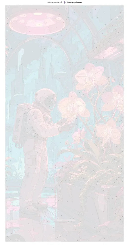 Numbered canvas - Astronaut with Orchids 80x160cm