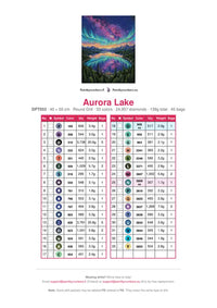 Thumbnail for Aurora Lake diamond painting color chart – 33 DMC colors