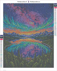 Thumbnail for Aurora Lake diamond painting adhesive canvas 40x50cm