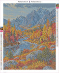 Thumbnail for Diamond painting adhesive canvas preview - Autumn Elk in Mountain Valley