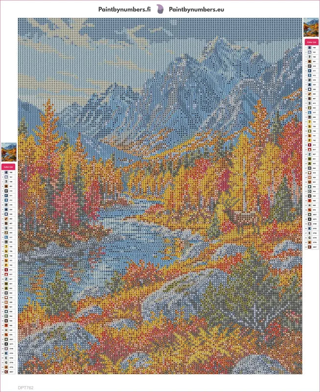 Diamond painting adhesive canvas preview - Autumn Elk in Mountain Valley