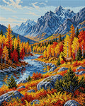 Thumbnail for Autumn Elk in Mountain Valley, 40x50 cm diamond painting – full design preview without the close-up inset