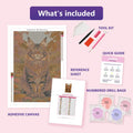 Thumbnail for Autumn Maine Coon 40x60cm diamond painting kit contents: adhesive canvas, color chart, tools and diamond bags
