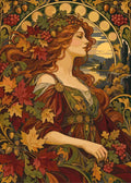 Thumbnail for Autumn woman surrounded by leaves and grapes paint by numbers.