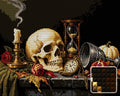 Thumbnail for autumn vanitas still life with a skull, candle and…, 50x40 cm diamond painting – design and close-up of square drills