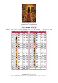 Thumbnail for Autumn Walk diamond painting color chart – 39 DMC colors