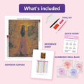 Thumbnail for Autumn Walk 40x50cm diamond painting kit contents: adhesive canvas, color chart, tools and diamond bags