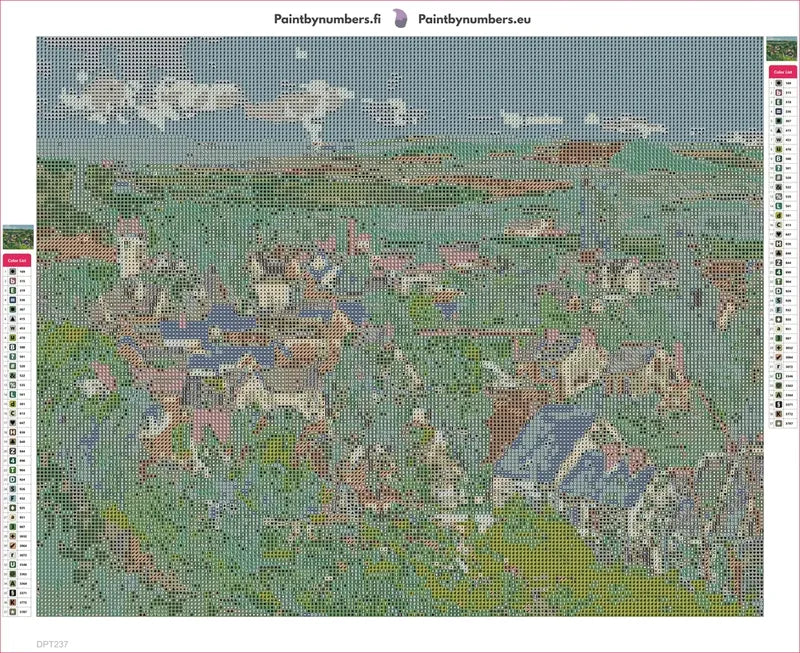 Diamond painting adhesive canvas preview - Auvers Panoramic View