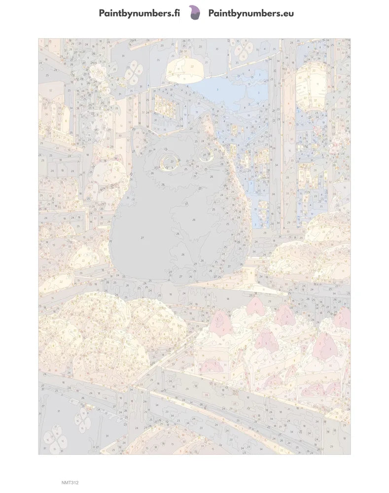 Paint by numbers numbered canvas - Bakery Window Cat 30x40cm