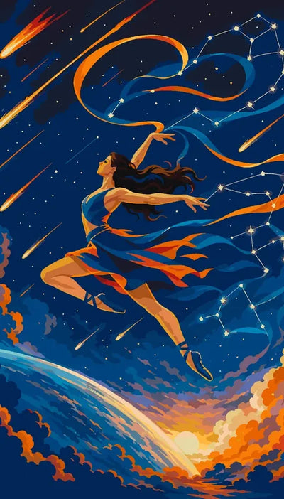 A ballerina leaping in space, starry sky and constellations Paint By Numbers.