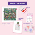 Thumbnail for What is included in the Bamboo Breakfast Club diamond painting kit - adhesive canvas, reference sheet, tools and numbered drill bags