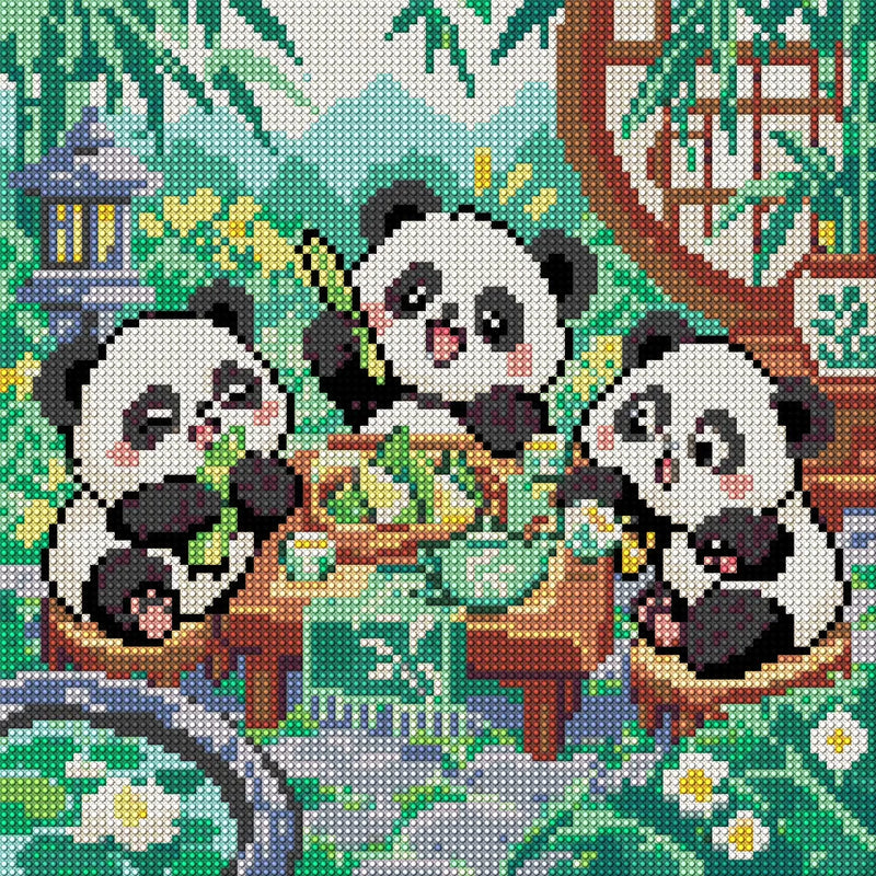 Bamboo Breakfast Club, 30x30 cm diamond painting – full design preview without the close-up inset