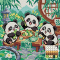 Thumbnail for Bamboo Breakfast Club, 30x30 cm diamond painting – finished design preview with a close-up of round drills