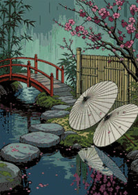 Thumbnail for Diamond pattern - Bamboo Fence and Umbrellas