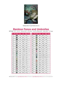 Thumbnail for Bamboo Fence and Umbrellas diamond painting color chart – 40 DMC colors