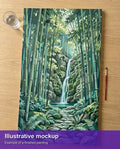 Thumbnail for Illustration of the finished paint by numbers - Bamboo Forest Waterfall 40x70cm