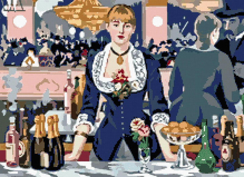 Förhandsvisning av diamantmönstret för Manets En bar i Folies Bergère