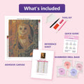 Thumbnail for Barn Owl in Autumn 40x50cm diamond painting kit contents: adhesive canvas, color chart, tools and diamond bags