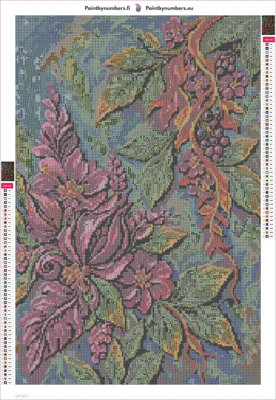 Diamond painting adhesive canvas preview - Baroque Plum Floral Relief