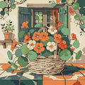Thumbnail for Basket of orange and white flowers by a window paint by numbers.