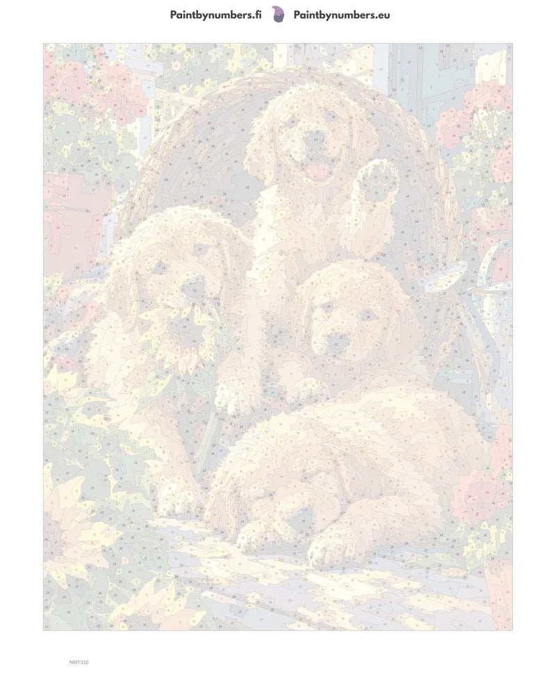 Paint by numbers numbered canvas - Basket of Puppies 40x50cm