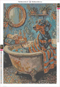 Thumbnail for Diamond painting adhesive canvas preview - Bath Time Dachshund