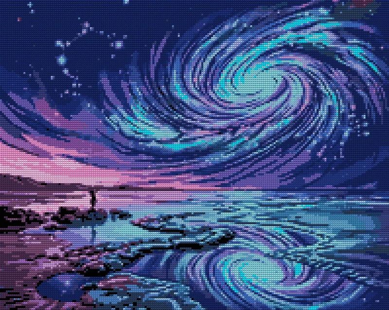 Diamond painting pattern chart - Beach Under Stars