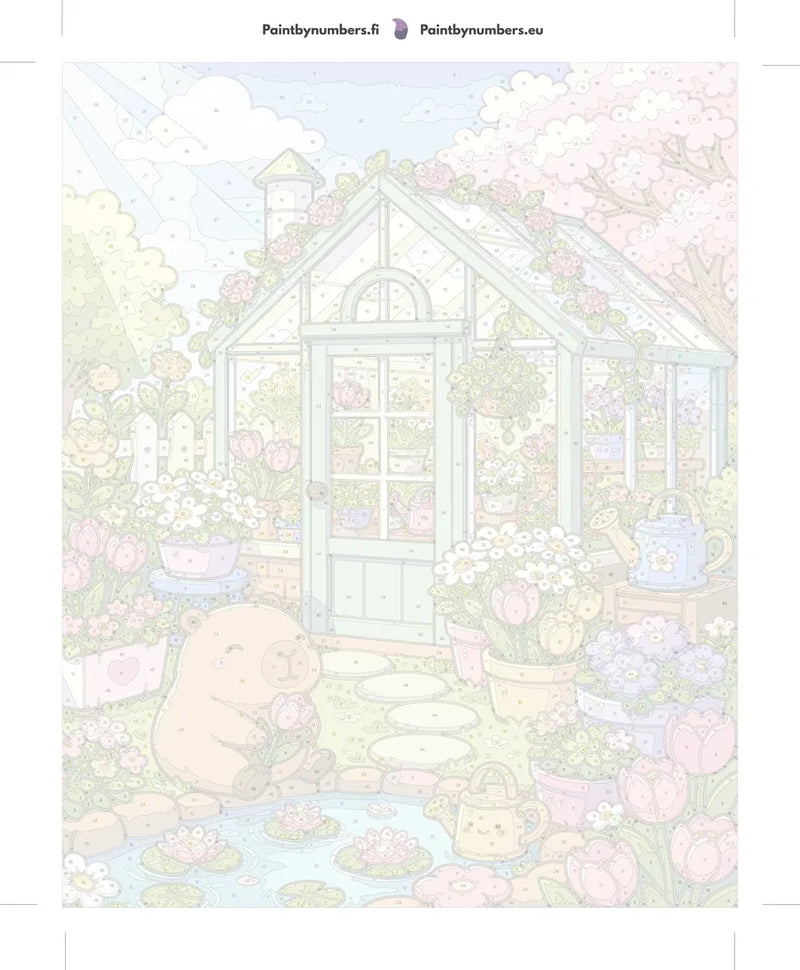 Paint by numbers numbered canvas - capybara and Flowers Garden 40x50cm