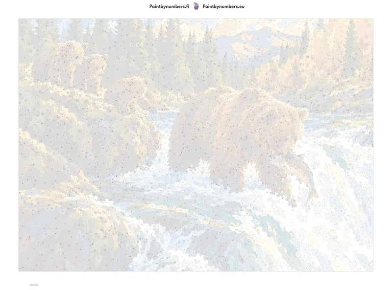 Paint by numbers numbered canvas - Bear Cubs at the Rapids 70x50cm