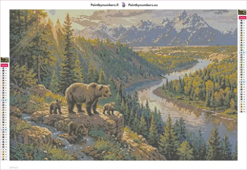 Bear Family diamond painting adhesive canvas 60x40cm