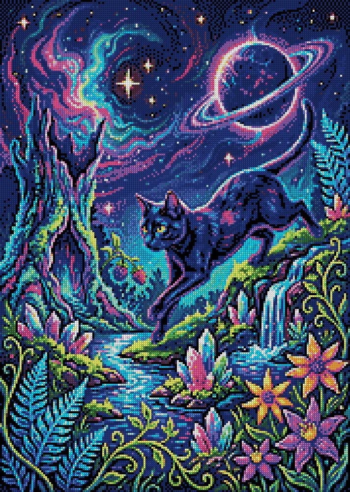 Diamond painting pattern chart - Berries and Stars