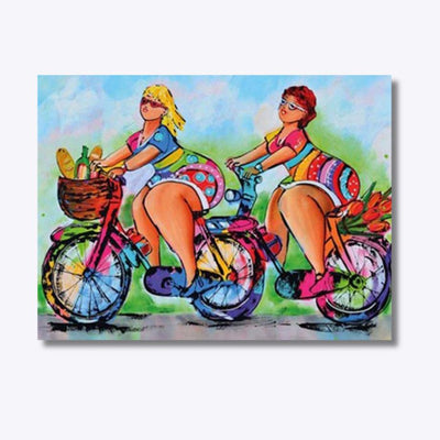 Bicycle Belles diamond painting with bicycle scene